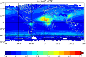 R_ddQFED_MISR (GEOS-5 with globally scaled QFED fire emissions) AOT.